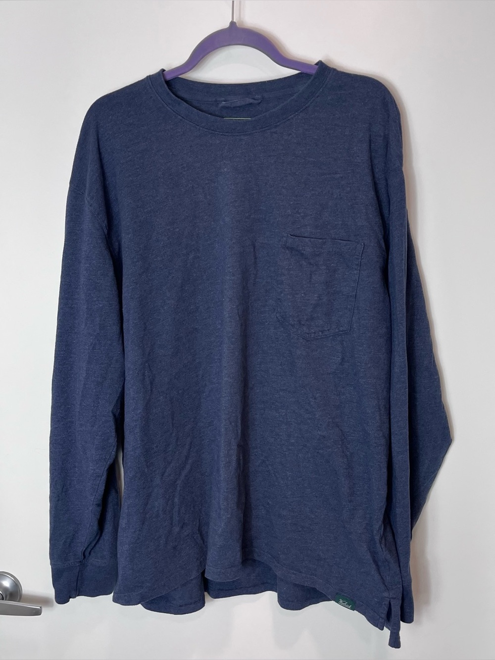 Woolrich Green Label Collection Long Sleeve Shirt Men XXL Blue Pocket Tee